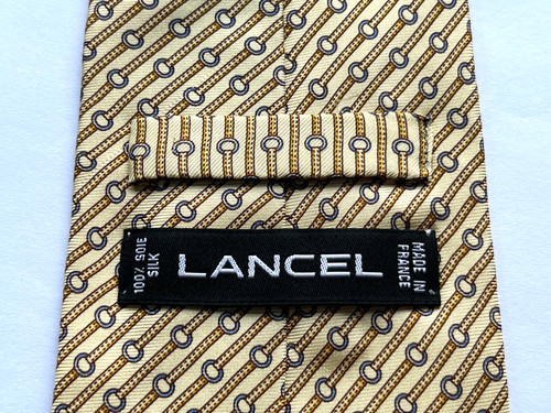 Lancel silk tie gold - gold, grey