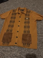 Gabicci Men's Anniversary Knit 70s Pattern Shirt Size L
