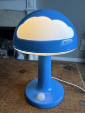 Vintage IKEA SKOJIG Blue Mushroom Bedside Table Lamp - Dimmer Switch 
