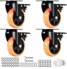 VEVOR 4 x Swivel Casters 5" Plate Scaffold Wheels Heavy Duty 159kg w/ Lock Brake