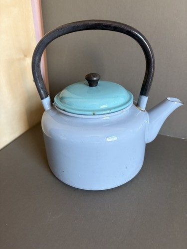 Vintage french enamel kettle - vintage,