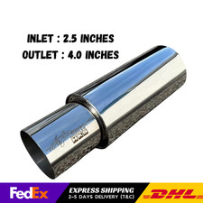 HKS OEM Hi-Power Universal Single Exhaust Muffler Chrome 2.5" Inlet 4.0" Outlet