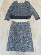 SILVER SEQUIN SET TOP L SKIRT