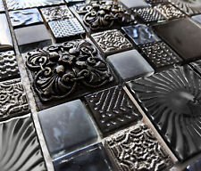 Ancient 3D Textured High Relief Stone Glass & Metal Mosaic Wall Tile