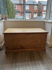 Antique Vintage Wooden Storage Box Blanket Box Coffee Table Chest Trunk Ottoman!