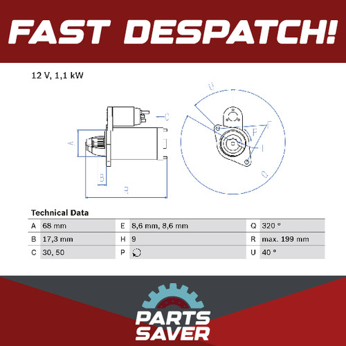 Starter motor fits vauxhall - motor,