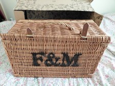 Medium fortnum & mason wicker picnic hamper basket 51x33x23
