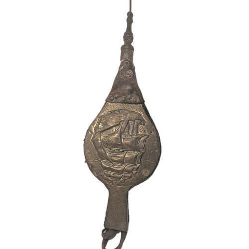 Vintage brass fire bellows - brass,