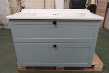 TL2224 VITRA 68485 ROOT CLASSIC 100CM 2 DR VANITY UNIT & BASIN. MATT FJORD GREEN