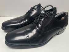 SAMUEL WINDSOR Black Leather Patent Brogue Shoes UK 6.5 Unisex Teen Oxford Style