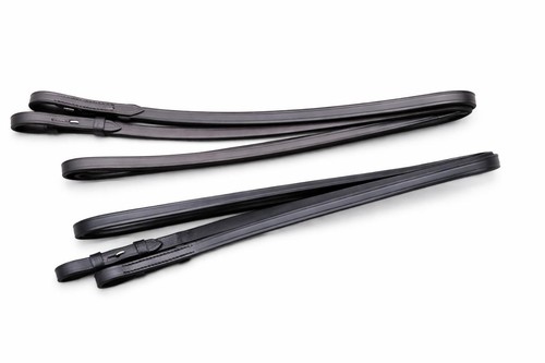 Leather curb reins flat plain - curb, flat/plain