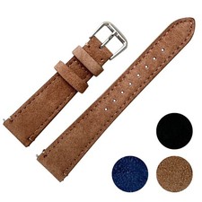 Suede Genuine Leather Watch Strap Vintage Style Quick Release Band 20mm 22mm UK