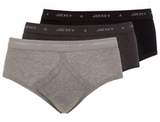 Jockey CLASSIC Y-Front Brief 3 Pack Black Grey Silver  size Large  36 Inch waist