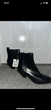 Zara Black  Faux Leather Cowboy Ankle Boots UK7 Eu40