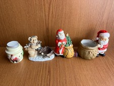 bundle job lot of 4 x ceramic christmas themed tea-t-light holders