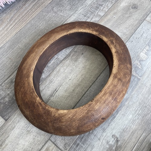 Primitive brown wooden oval - primitive,