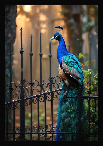 Peacock enchanting framed wall - peacock,