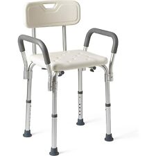 Medical Shower Chair Bath Seat with Back and Padded Armrests Height Adjustable