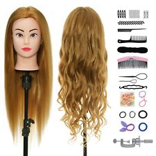 Training Head 24 Inch 60% Real Human Hair Hairdressing Mannequin Doll+Braid Set
