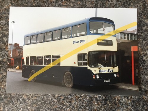 Blue bus leyland period photo - bus,