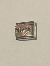 New Pink Glitter Niece Love❤️ Charm Fits 9mm Classic Italian/Nomination Bracelet