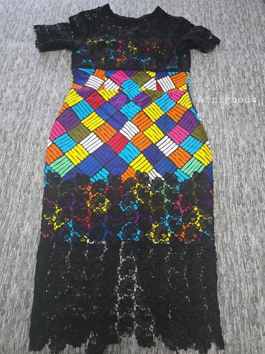 African print lace dress - print,