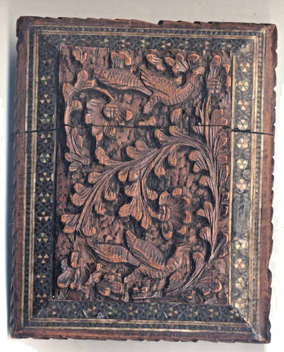 Card case antique - antique, carved