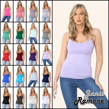 Womens Strappy Bodycon Plain Cami Vest Stretchy Summer Gym Tank Top Pack of 2