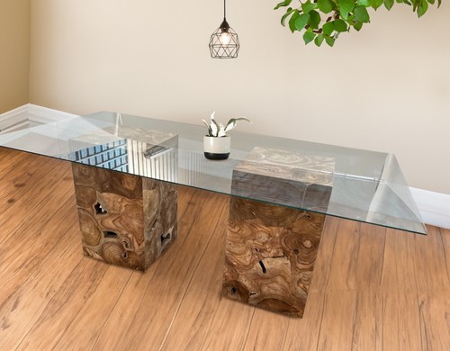 Teak root colum table - root,