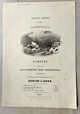 Victorian Music cover Sheet - Select songs From Shakspear's Tempest- Lithograph