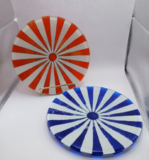 Art Glass Plates Radiating Cut