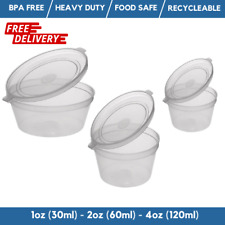 Round Hinged Sauce Pot Containers 1oz, 2oz, 4oz Hinged Deli Pots Takeaway Pots