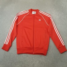 Adidas Mens Track Jacket Medium Red SST Trefoil Firebird Originals Liam 3 Stripe