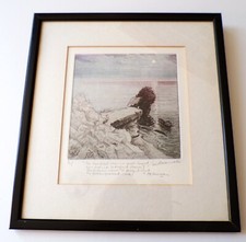 1982 PIERS BROWNE Signed Etching PULPIT ROCK The Isle of Portland A E Housman