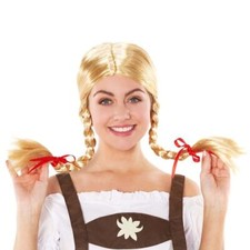 Womens Blonde Pigtails Wig for