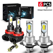 For BMW X3 E83 H7 H11 501 6000K LED Lo/Fog/Side Headlight Bulbs 12V White Set 6X