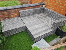 Grey Rattan Garden Corner Sofa Set 5 Pieces Outdoor Furniture