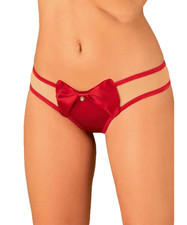 Red Satin Thong 8 - 10 S/M Bow
