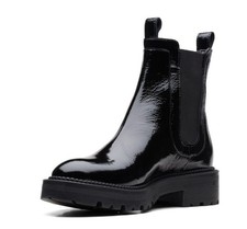 Clarks ANZINO CHELSEA Ladies Black Patent Leather Ankle Boots Uk Sz 3 D EU 35.5.