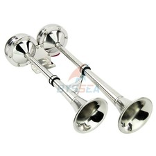 Marine Dual Trumpet Horn Boat Electric Horn Stainless Steel 18-1/2 inch 12V