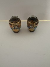 Pair miniature moriage vases - miniature,