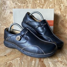 Clarks Un Loop Black Leather Slip On Shoes Nurse - Womens UK 4.5 E (WIDE FIT)