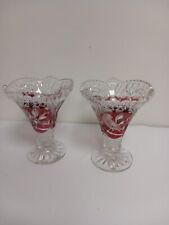 Pair of Red Hofbauer Bird Vases 20cm