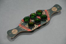 6x Jagermeister Embossed Green Shot Glasses & 1x Wooden Shot Paddle Board 2020