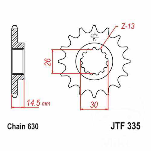 Front sprocket tooth - front,