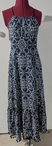 Zara blue printed tassel dress - blue,