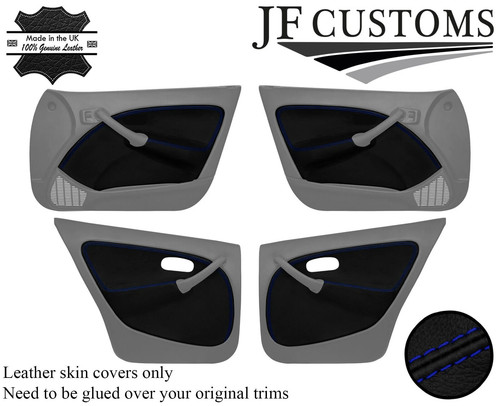Blue stitch leather front - leather,