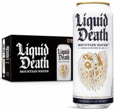 Liquid Death 100% Natural Alps Mountain Spring Drinking Water 12 x 500ml Cans  