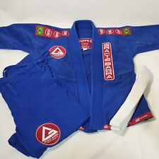 Gracie Barra GB Jiu Jitsu BJJ Gi Kimono Top and Pants Youth Size M2 Blue w Belt