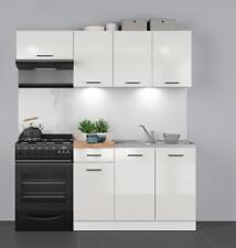 Kitchen 5 Unit Set Wall Base Complete Cabinets 180cm White Chalk Gloss Junona